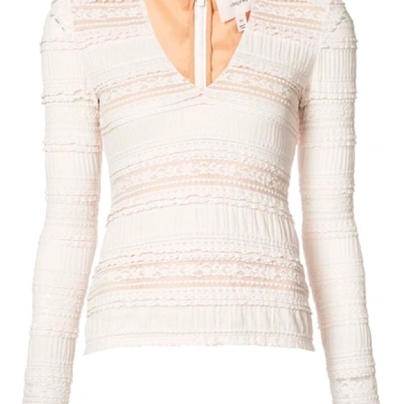 Cinq a Sept Cecily Lace Choker V-neck Top In Cinq Pink - Picture 3 of 3